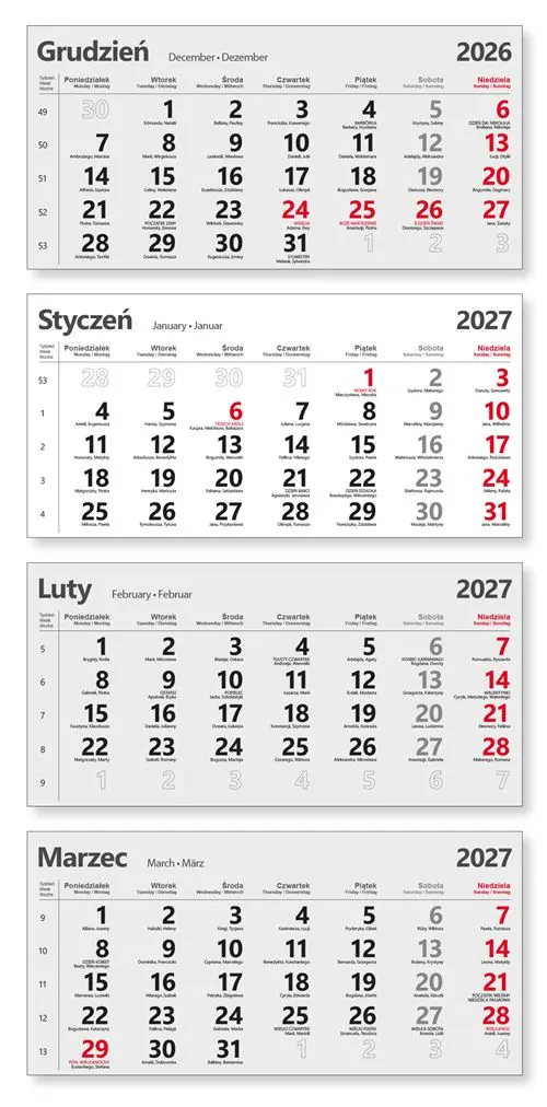 Kalendarz czterodzielny CC 41